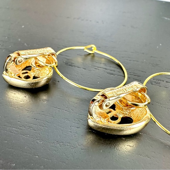 Christian Dior heart earrings custom converted dangle loop EXCELLENT - Picture 4 of 6